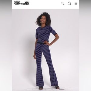 DVF Frennessey Knit Jacquard Top and Hatti Knit Jacquard Pants in 3D Brick Teel